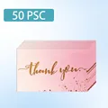 Set of 50 premium pink gradient thank you cards with elegant gold foil lettering for weddings - Pink Faux Gold Style (KA008) / 50 Sheets