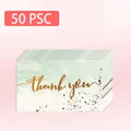 Premium set of 50 green marble thank you cards with elegant gold foil script lettering - Green Faux Gold Style (KA008) / 50 Sheets