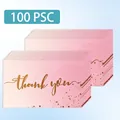 100 pieces of pink thank you cards with gold foil lettering for business - Pink Faux Gold Style (KA008) / Pack of 100