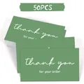 Set of 50 elegant green thank you for your order cards in minimalist matte finish - Light Green White Lettering Style (KA008) / 50 Sheets