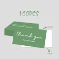 Premium sage green 100pcs thank you cards set for business gift order inserts - Light Green White Lettering Style (KA008) / Pack of 100