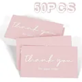 Set of 50 elegant pink business thank you for your order cards with script font. - Pink White Lettering Style (KA008) / 50 Sheets