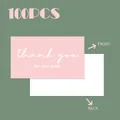 Pack of 100 pink thank you for your order cards with white back for small business packaging - Pink White Lettering Style (KA008) / Pack of 100