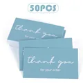 Bulk 50 pieces of blue thank you for your order gift cards for small businesses - Blue Background White Lettering Style (KA008) / 50 Sheets