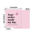 Set of 100 pink small business thank you cards with heart design, size 7.6x8.9cm - Pink Order Style (KA008) / 100 Pieces/Pack (7.6x8.9cm)