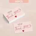 Bulk 50-pack pink thank you cards featuring a red heart and elegant script design - Little Red Heart Thank You Style (KA008) / 50 Sheets