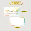 Premium set of 50 watercolor thank you cards showing front and back gift designs - You Rock Artistic Gold Style (KA008) / 50 Sheets