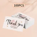 Pack of 100 watercolor thank you cards for small business with elegant heart designs - Watercolor Pink Heart Thank You Card / Pack of 100