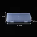 Portable clear transparent plastic jewelry storage box, size 14.8cm x 7.8cm x 1.7cm - Double-button Long P (14.8*7.8*1.7cm)