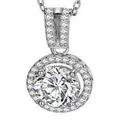 Elegant silver round halo pendant necklace featuring a sparkling cubic zirconia stone - Round Halo Necklace