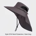 Dark grey outdoor sun hat with large brim and neck protection flap for fishing - One Size / Dark Grey (Cord Style)