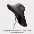 Outdoor UV-Sonnenschutzhut in Armeegrün mit Nackenschutz und 13cm breiter Krempe - Einheitsgröße / Armeegrün