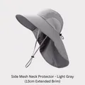 Outdoor UV protection sun hat for men in light grey with 13cm wide brim and neck flap - One Size / Light Gray