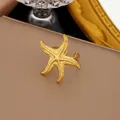 Exquisite textured starfish open ring crafted in 18K gold plated titanium steel - Embossed Texture Large Starfish Style (F229)