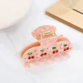 Eleganter rosa Haarklammer aus Essigsäure mit funkelndem Kirsch-Strass-Design - Kirsche Stil / 8cm / Rosa