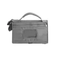 Close-up detail of a gray foldable waterproof diaper changing mat storage bag. - Gray