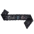 Black lace bachelorette sash with holographic Bride to Be laser lettering for parties. - One Size / Black Lace Iridescent Sash (JD191)