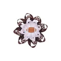 Handmade football bow hair clip with brown polka dot grosgrain ribbon for kids. - White and Brown Layered Grosgrain Football Charm Bow Style (MC5801)