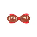 Barrette à cheveux nœud thème football américain pour enfants en rouge et marron cuir - Nœud Papillon Rouge (MC6737)