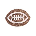 Barrette à cheveux pailletée marron en forme de ballon de football pour enfants - Style de Patch en Forme de Football Entièrement Pailleté Marron et Blanc (MC6540)