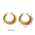 Detailed view of polished gold-tone titanium steel hollow chunky hoop earrings - Simple Polished Hoop Style (BG05) / 18K Gold