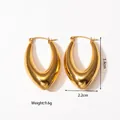 Detailed size view of thick gold U-shaped hollow hoop earrings in titanium steel - U-shaped Thick Tube Style (BG10) / 18K Gold