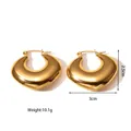 Chunky gold heart-shaped titanium steel hollow hoop earrings on white background - Heart Crescent Style (BG12) / 18K Gold