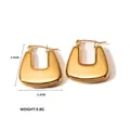 Luxury hypoallergenic chunky gold hollow tube hoop earrings with a high polished finish - U-shaped Square-round Style (BG09) / 18K Gold