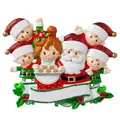Detailed view of acrylic Santa Claus and family Christmas tree ornament - Santa Family of 6 (5)