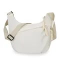 Borsa a tracolla bianca minimalista a mezzaluna per donna con cerniere - Stile con dettaglio corda intrecciata / Bianco