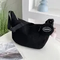 Stylish black corduroy crossbody bag for women with a detachable round coin purse - One Size / Black