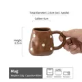 Handmade-style brown ceramic mug with white polka dots for coffee and breakfast cups - Youen Brown with White Polka Dots Chunky Mug