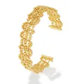 Elegante bracciale rigido aperto placcato oro con design a rete geometrica cava. - Stile a rete geometrica traforata con perline (款三)