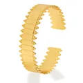 Elegante bracciale rigido dorato aperto con dettagli raffinati sui bordi. - Stile a quadratini lucidi con bordo perlato (款一)