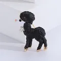 Squisita spilla a forma di barboncino bianco e nero con smalto e cristalli - Nero
