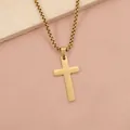 Collana con pendente a croce in acciaio inossidabile dorato lucido con catena box - Oro