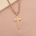 Elegante collana con pendente a croce in acciaio inossidabile oro rosa e catena box - Oro rosa