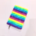 Colorful rainbow striped plush A5 notebook with soft faux fur cover for student use - A5: 22.5*15.5*3CM / Five-Color Stripe