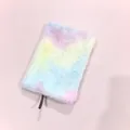 A5 rainbow gradient plush notebook with soft colorful faux fur cover for students and journaling - A5: 22.5*15.5*3CM / Pastel Tie-dye