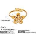 Detaillierte Ansicht der Spezifikationen des goldenen Blumen-Zirkonia-Rings aus Edelstahl - A162 – Offener Goldblumenring Mit 5a-zirkonia