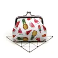 Fresh fruit print coin purse with kiss-lock clasp in cute watermelon and pineapple pattern - Summer Fruit Mix (Fruit No.1)