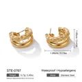 Dettaglio di orecchini a cerchio intrecciati dorati in stile francese con misure. - Stile Intrecciato a Doppio Strato (STE-0767-4500)