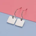Simple minimalist geometric square earrings made of mirror polished stainless steel. - Steel
