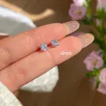 4mm S925 sterling silver cubic zirconia stud earrings with classic four-claw setting - Four-prong Single Diamond Stud Earrings [4mm] / 925 Silver