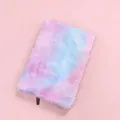 Cute A5 notebook with soft pastel tie-dye plush cover for students and journaling - A5: 22.5*15.5*3CM / Purple Tie-dye