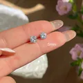 Minimalist 5mm S925 sterling silver 4-claw solitaire zirconia stud earrings for women - Four-prong Single Diamond Stud Earrings [5mm] / 925 Silver