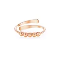 Minimalist rose gold adjustable fidget ring with five rotating beads for anxiety relief - Adjustable Open / Single Ring 5 Beads - Rose Gold Color