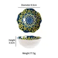 Japanse boheemse keramische sausschotel met blauw en geel mandala-patroon bedrukt - Geel en Blauw
