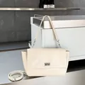 Elegant cream genuine leather flap shoulder bag with metal lock closure - 30*11*20CM / Off White