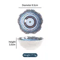 Kleine keramische dipschotel met blauw Boheems mandala-patroon, 8,5 cm diameter - Lichtblauw